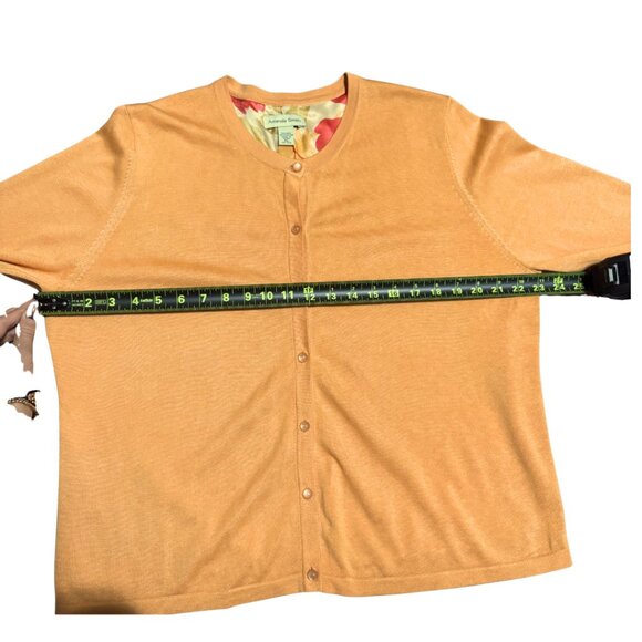 Amanda Smith Silk-Cotton Blend Cardigan Sweater XL Orange Floral-Lined Interior - Picture 4 of 13